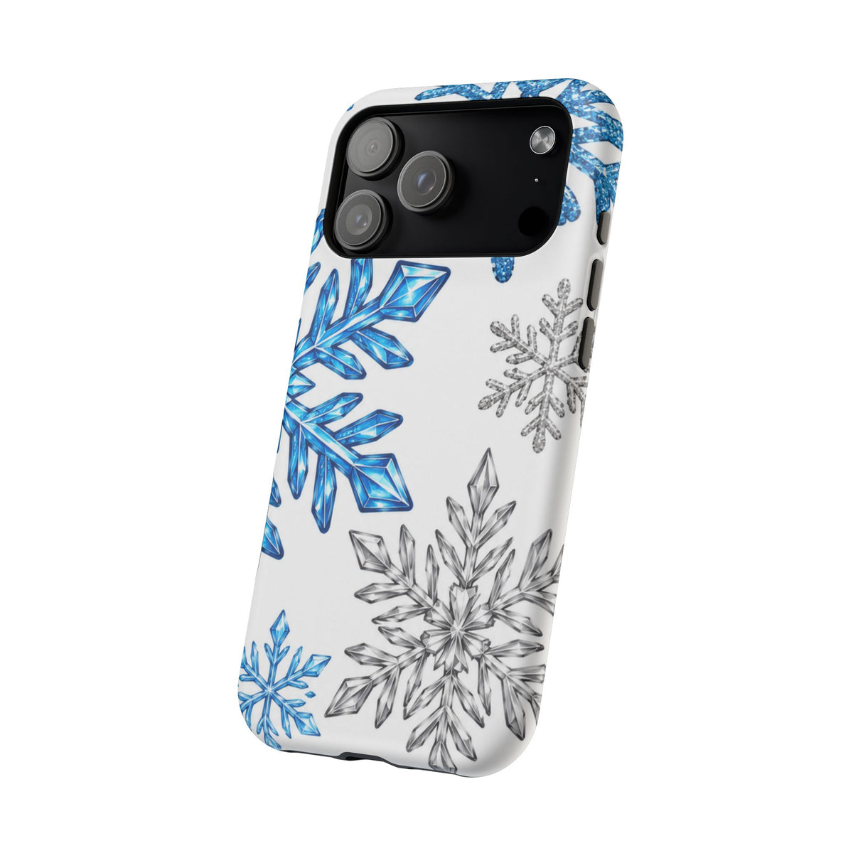 Snowflake Magnetic Impact Phone Case — Winter Blue Crystal Design