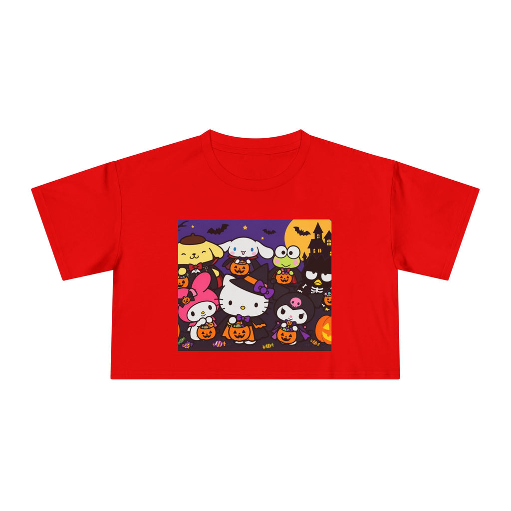 Thread Tumblrz Women's Hello Kitty Halloween Trick-or-Treat Graphic Crop T-Shirt