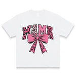 Thread Tumblrz Women's Pink Leopard Print Mama Bow Graphic Cotton T-Shirt