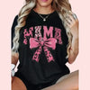 Thread Tumblrz Women's Pink Leopard Print Mama Bow Graphic Cotton T-Shirt
