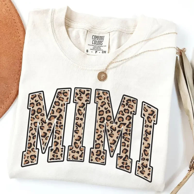 Thread Tumblrz Women's Leopard Print Mimi Grandma Graphic Cotton T-Shirt — Grandmother Gift