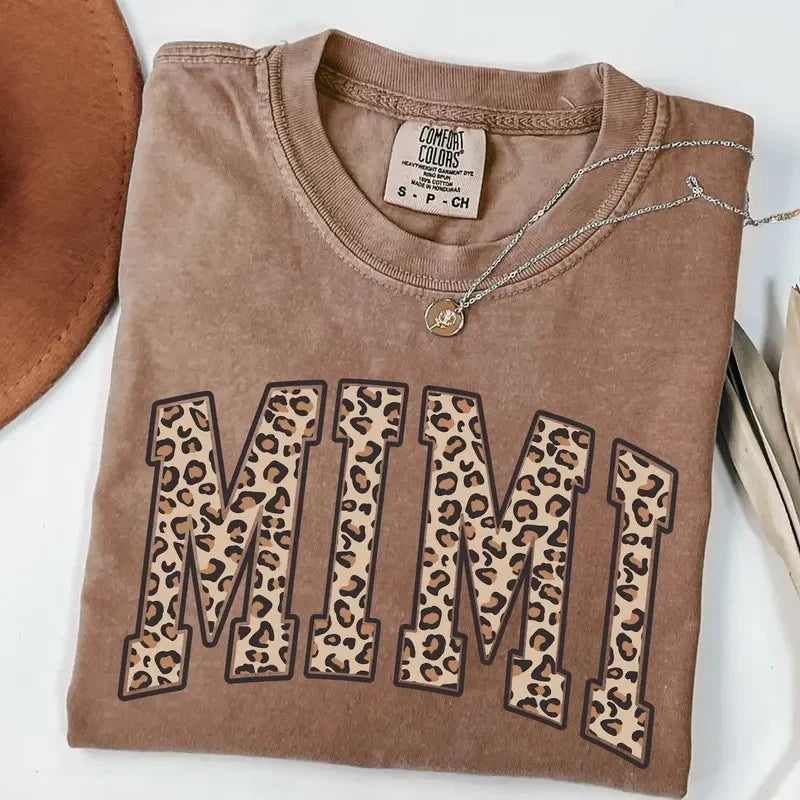 Thread Tumblrz Women's Leopard Print Mimi Grandma Graphic Cotton T-Shirt — Grandmother Gift