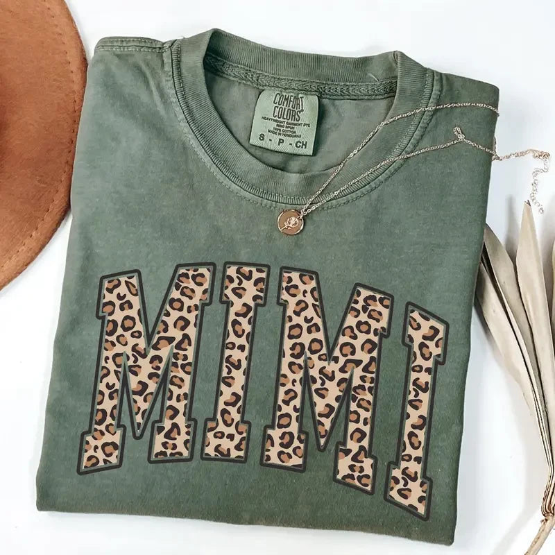 Thread Tumblrz Women's Leopard Print Mimi Grandma Graphic Cotton T-Shirt — Grandmother Gift