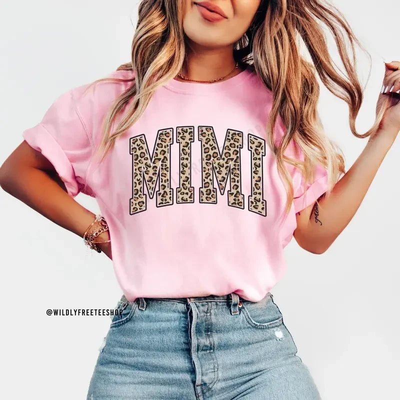 Thread Tumblrz Women's Leopard Print Mimi Grandma Graphic Cotton T-Shirt — Grandmother Gift