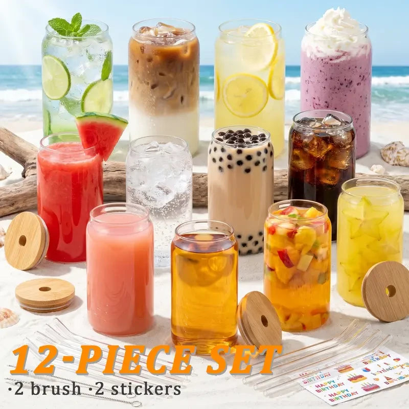 Thread Tumblrz Glass Iced Coffee Tumbler Set with Straw