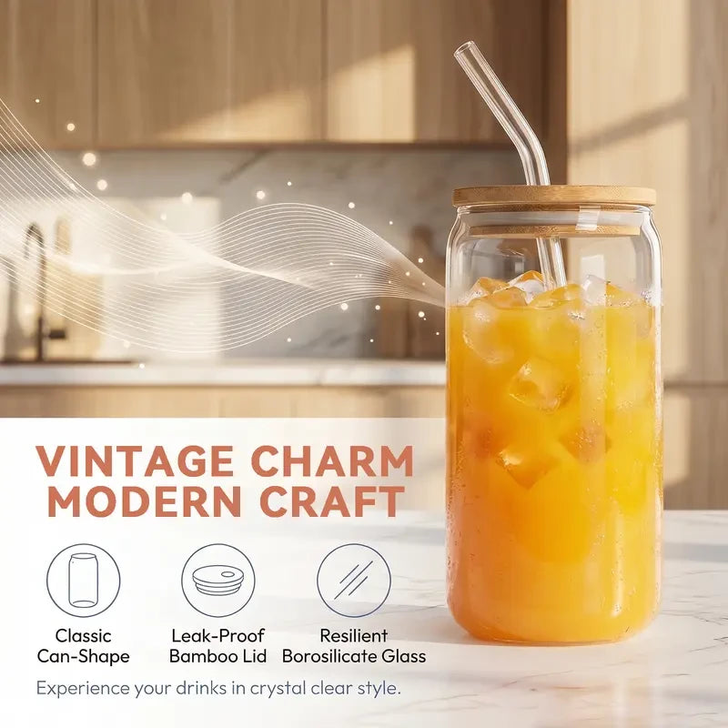 Thread Tumblrz Glass Iced Coffee Tumbler Set with Straw