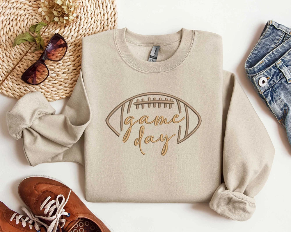 Thread Tumblrz Women's Embroidered Game Day Football Fan Long Sleeve T-Shirt