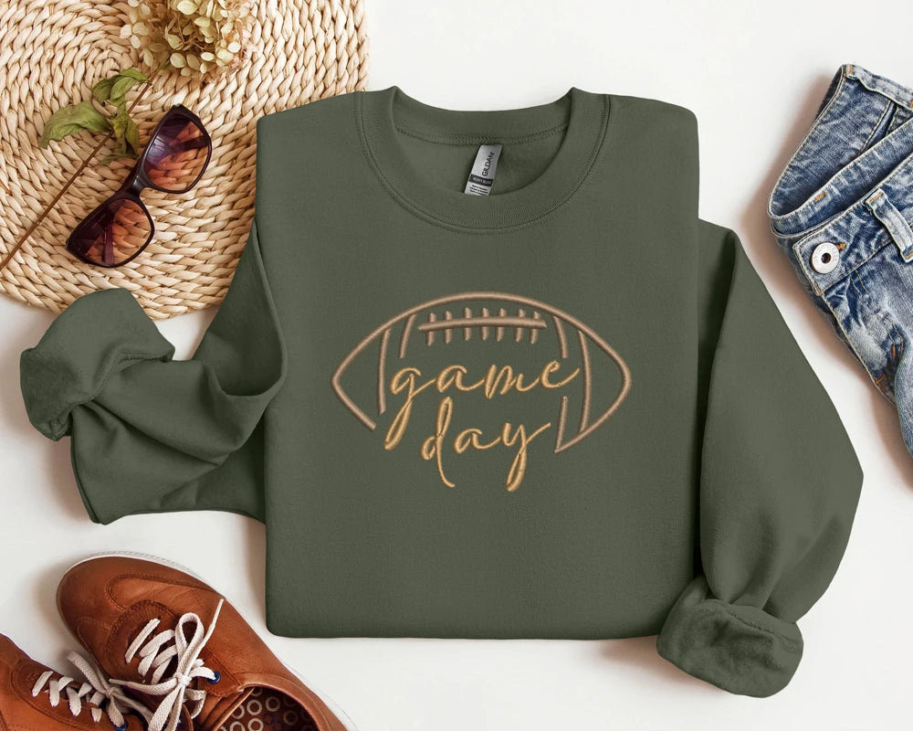 Thread Tumblrz Women's Embroidered Game Day Football Fan Long Sleeve T-Shirt