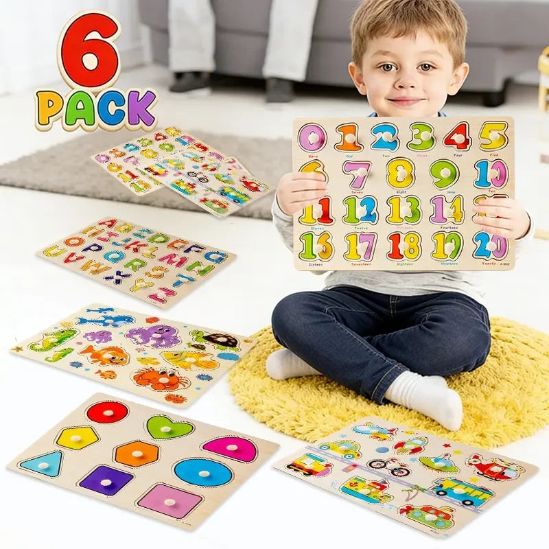 Wooden Alphabet Peg Puzzle Set
