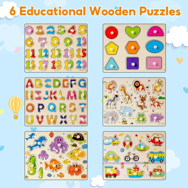 Wooden Alphabet Peg Puzzle Set