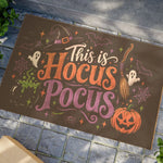 Hocus Pocus Doormat — Cute Halloween Welcome Mat with Ghosts, Pumpkin & Witch Broom