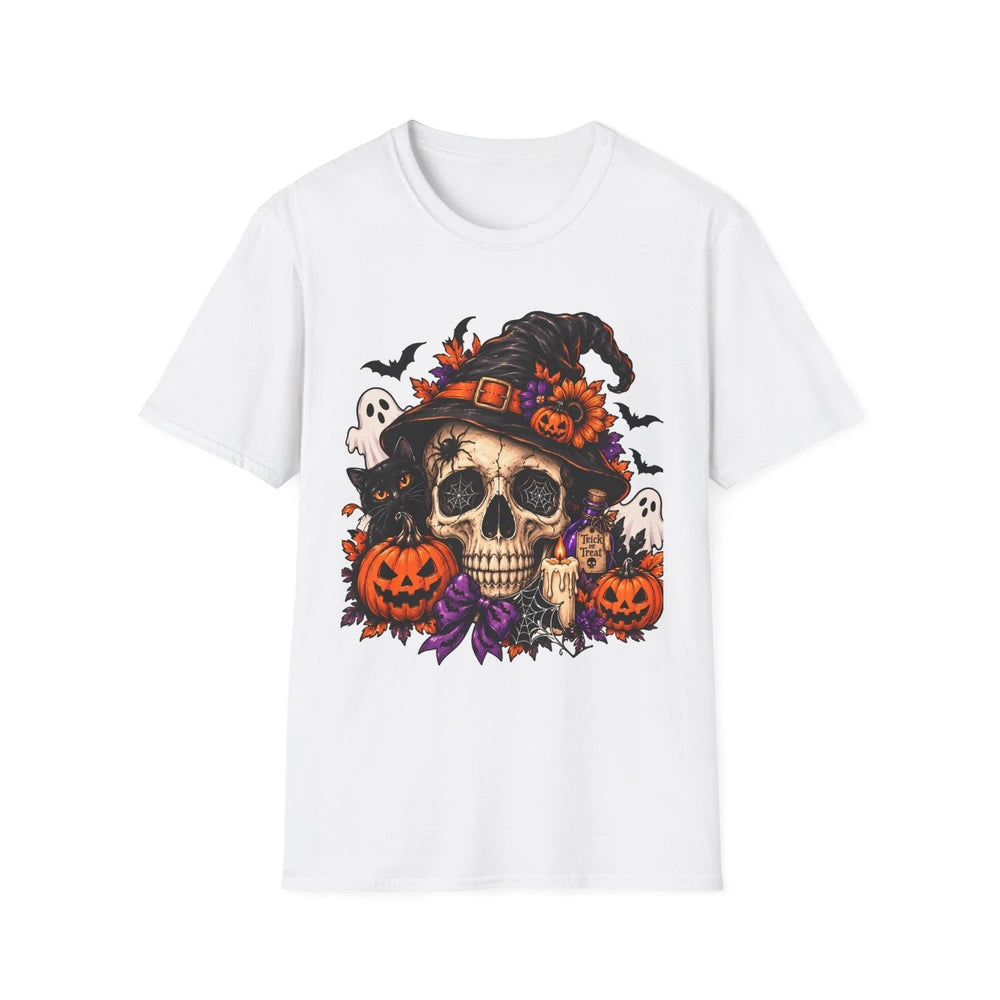 Thread Tumblrz Halloween Skull Witch Hat Pumpkins & Ghosts Graphic T-Shirt