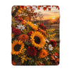 Autumn Sunrise Sunflower Sherpa Blanket — Cozy Fall Floral Throw