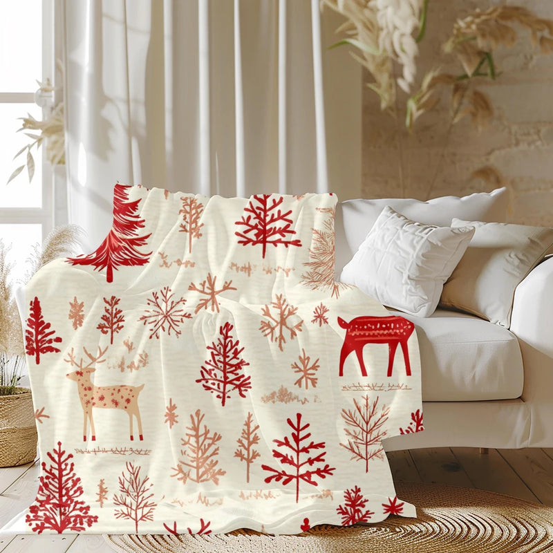 Thread Tumblrz Festive Reindeer Christmas Holiday Sherpa Throw Blanket