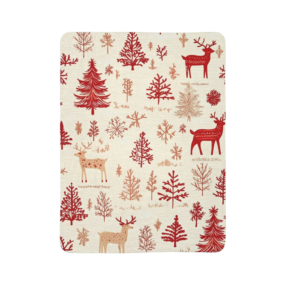Thread Tumblrz Festive Reindeer Christmas Holiday Sherpa Throw Blanket