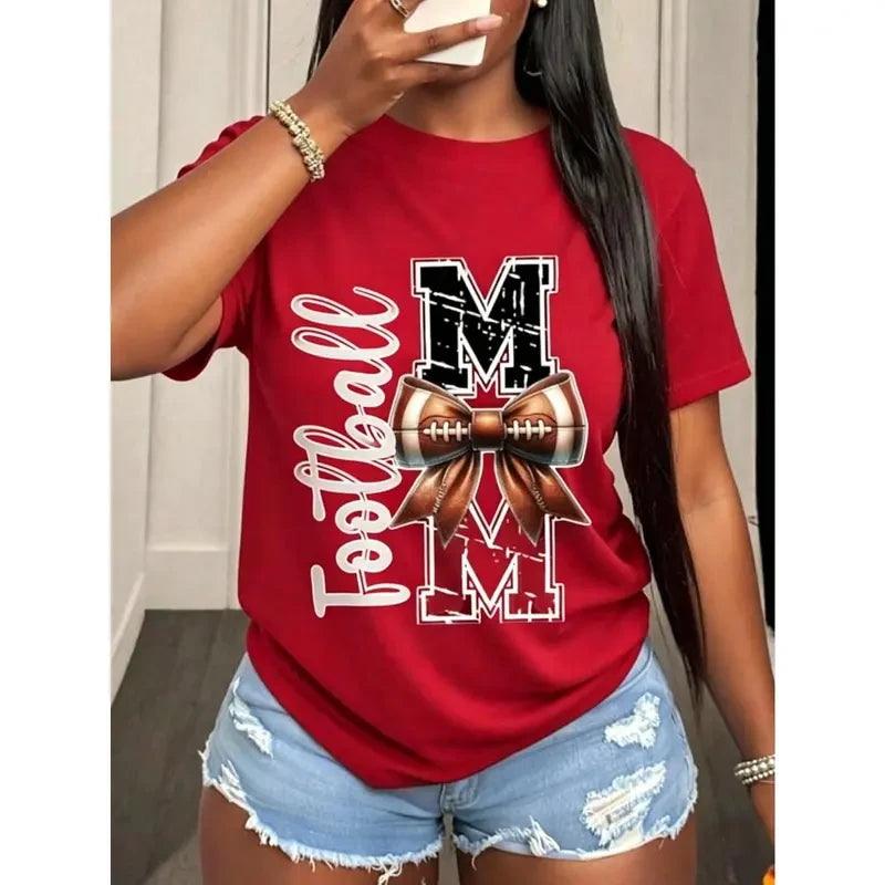 Football Mom Bow Graphic Tee