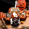 Thread Tumblrz Halloween Ghostly Glass Iced Coffee Cup Set with Straw