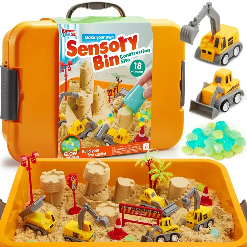 Toddler Construction Sensory Bin Sandbox