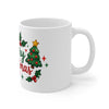 Merry Christmas 11oz Mug – Festive Holiday Coffee Cup with Santa Hat & Candy Cane Design