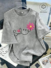Vintage Washed Floral Cotton T-Shirt