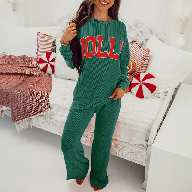 Fiery Red Corduroy Christmas Pajama Set