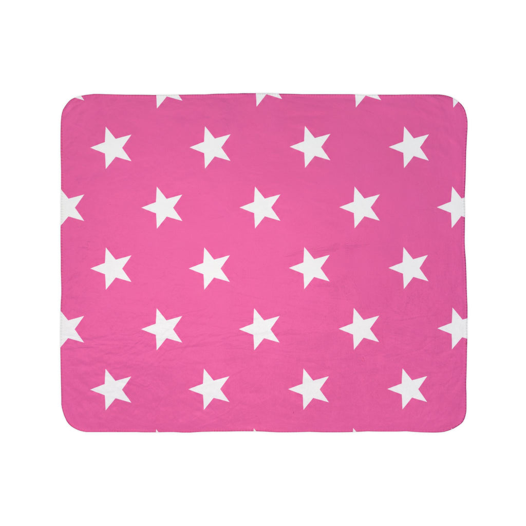 Pink Star Sherpa Blanket – Cozy Fleece Throw for Girls & Kids