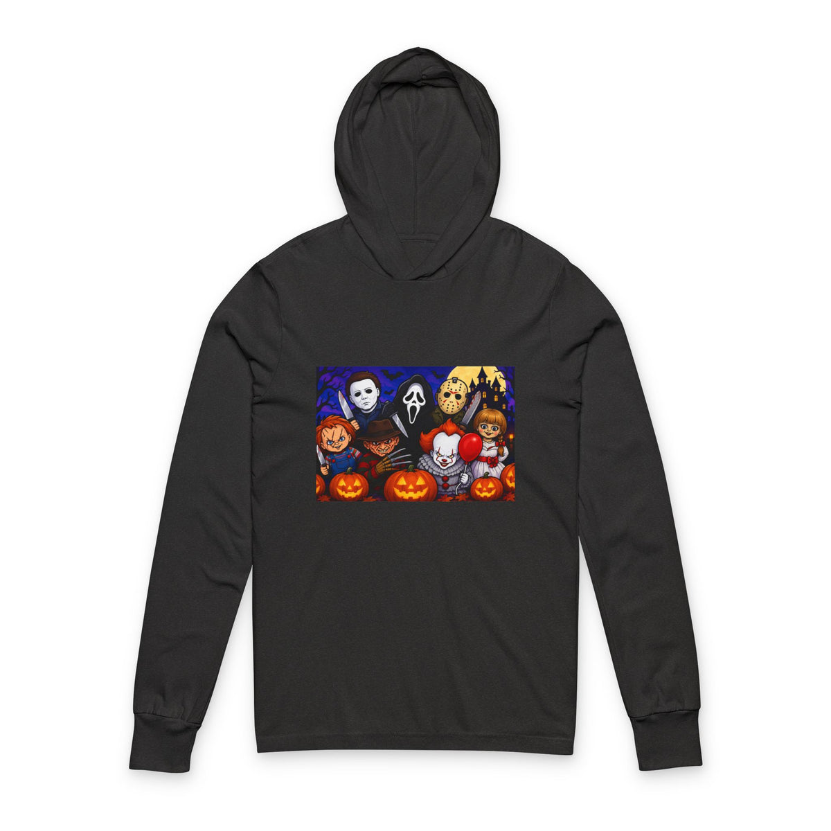 Thread Tumblrz Halloween Horror Mask Characters Hooded Long Sleeve T-Shirt