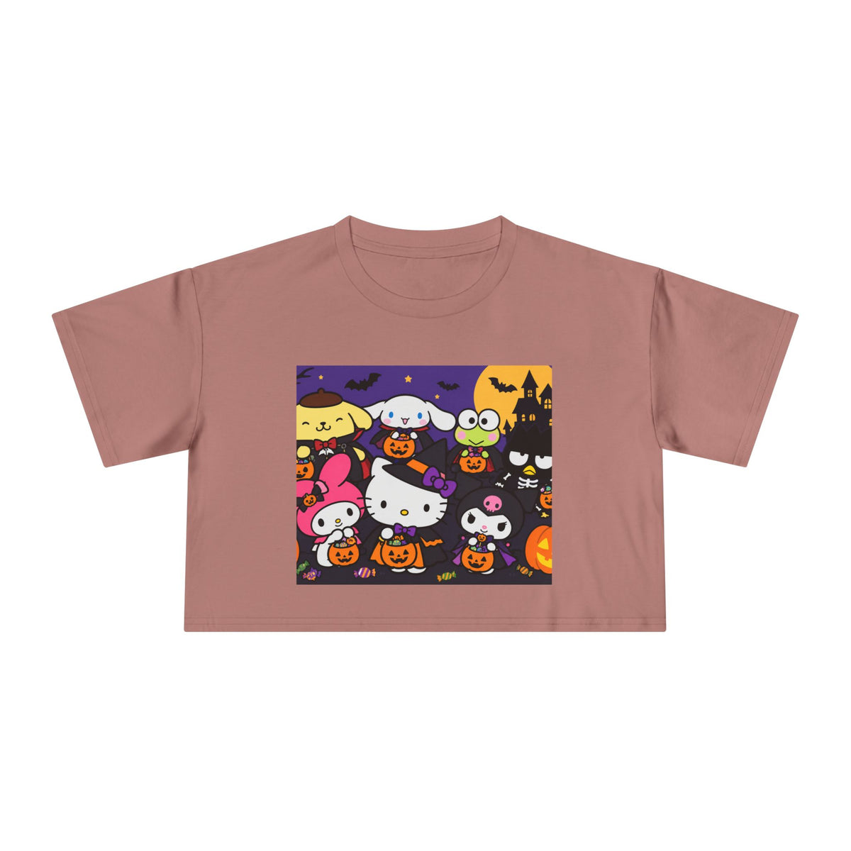 Thread Tumblrz Women's Hello Kitty Halloween Trick-or-Treat Graphic Crop T-Shirt