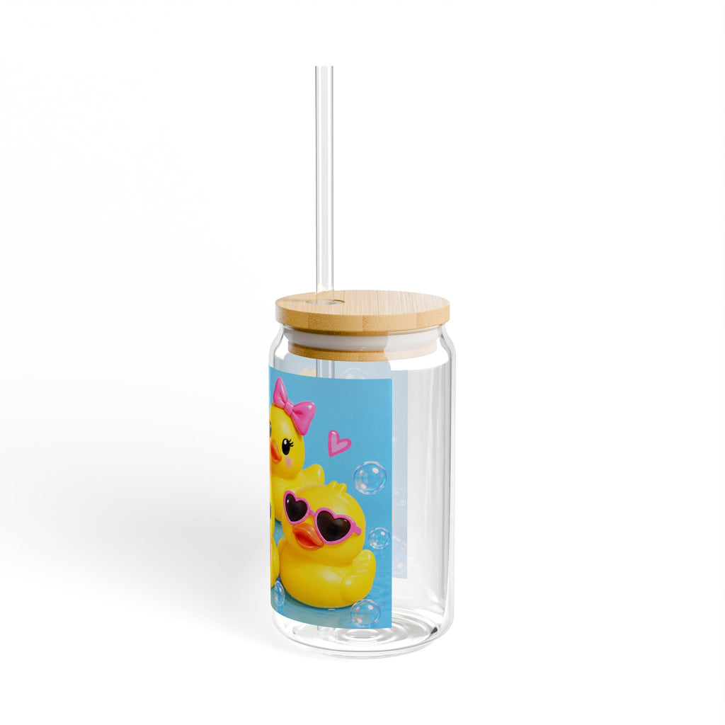 Thread Tumblrz 16oz Cute Rubber Duck Glass Sipper with Straw