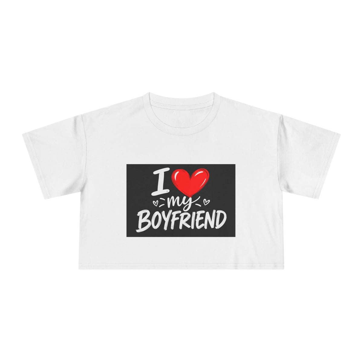 Thread Tumblrz Women's I Love My Boyfriend Romantic Graphic Crop T-Shirt