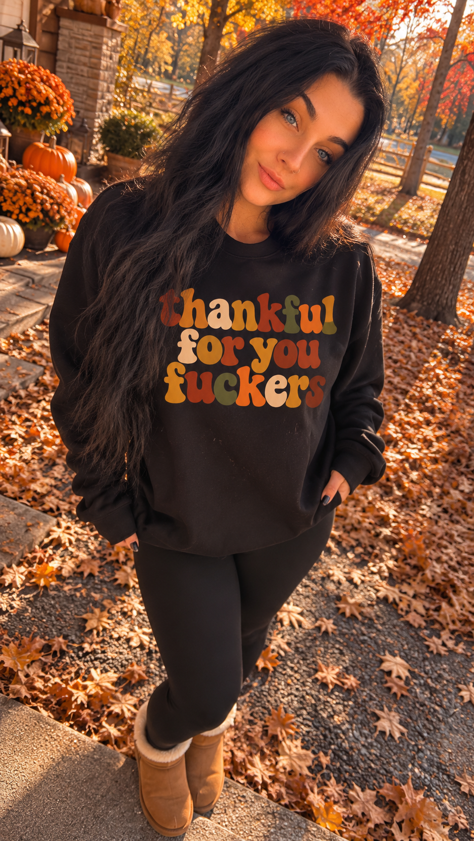 Thankful for You Fuckers Thanksgiving Crewneck Sweatshirt