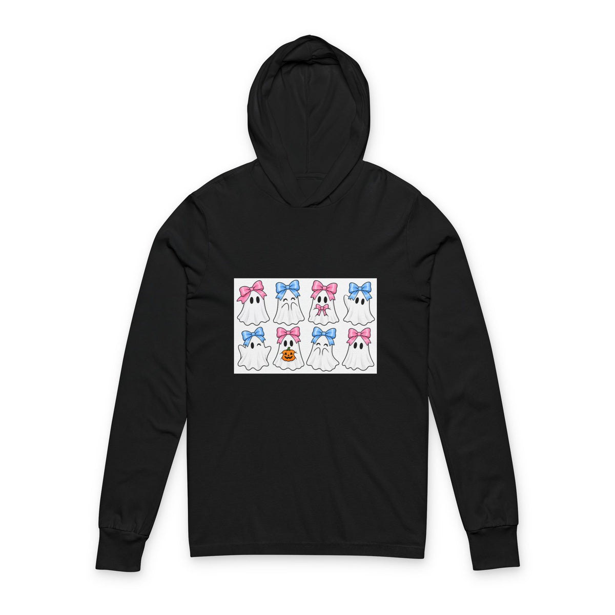 Thread Tumblrz Halloween Cute Bow Ghosts Pattern Hooded Long Sleeve T-Shirt