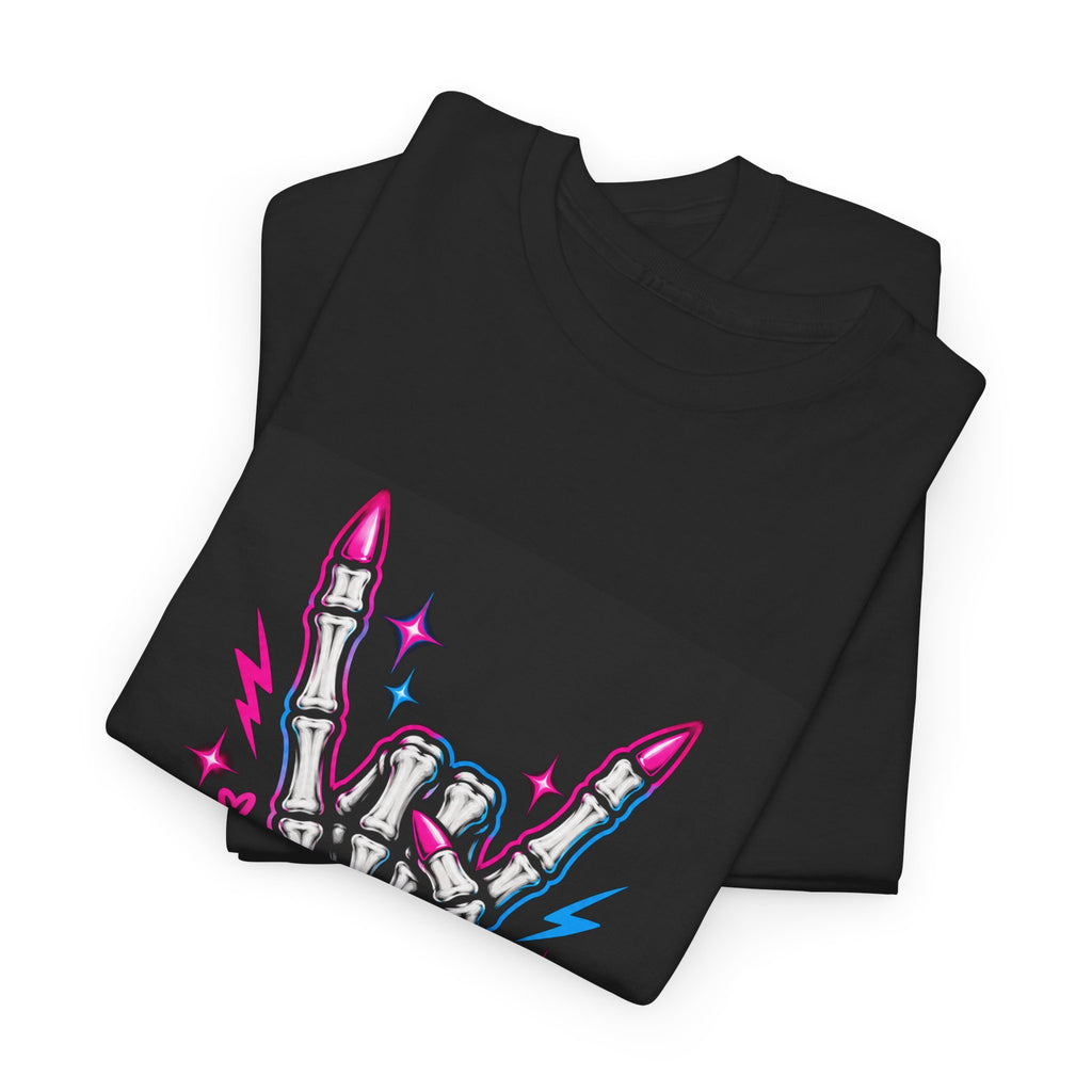 Rock On Skeleton Hand Graphic T-Shirt