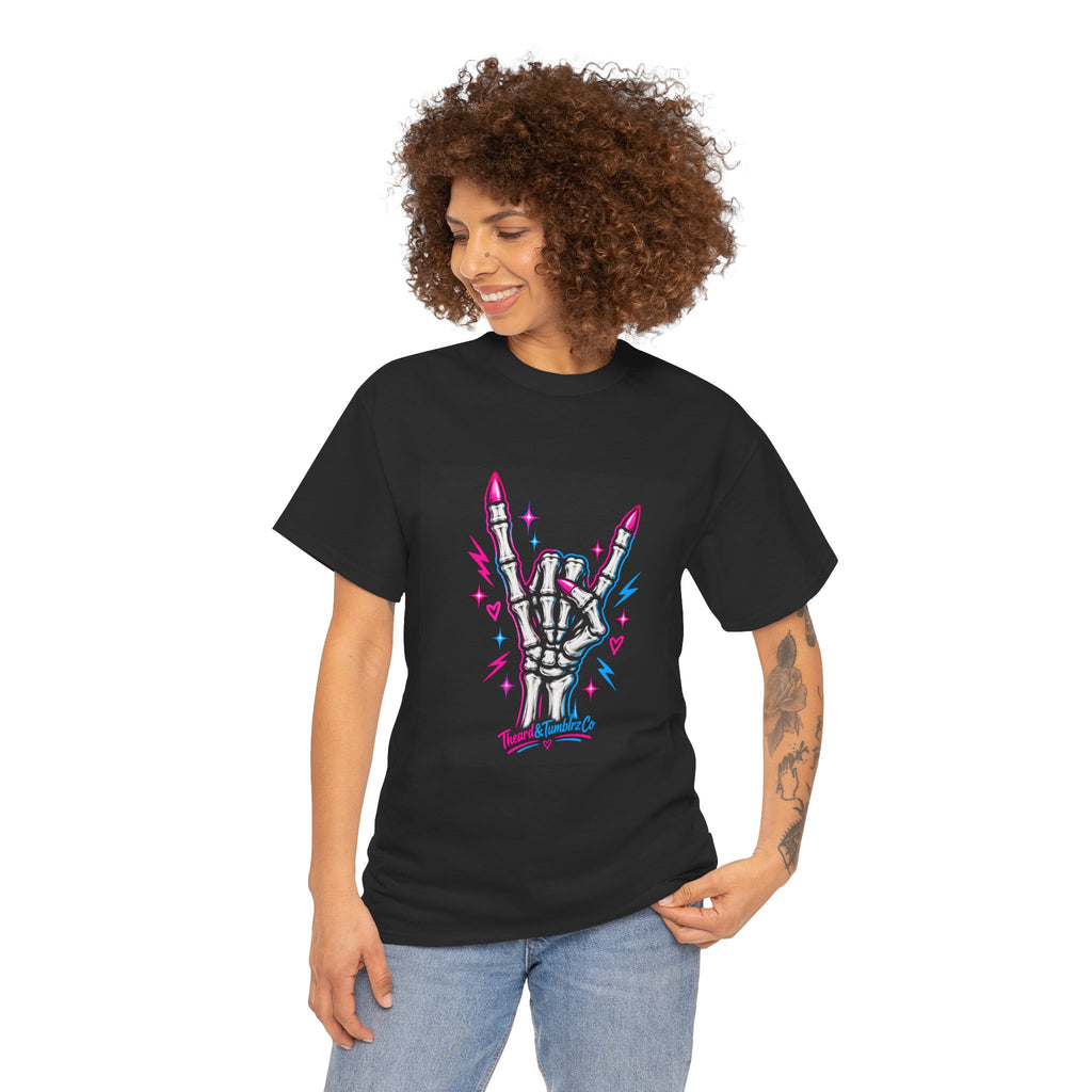 Rock On Skeleton Hand Graphic T-Shirt