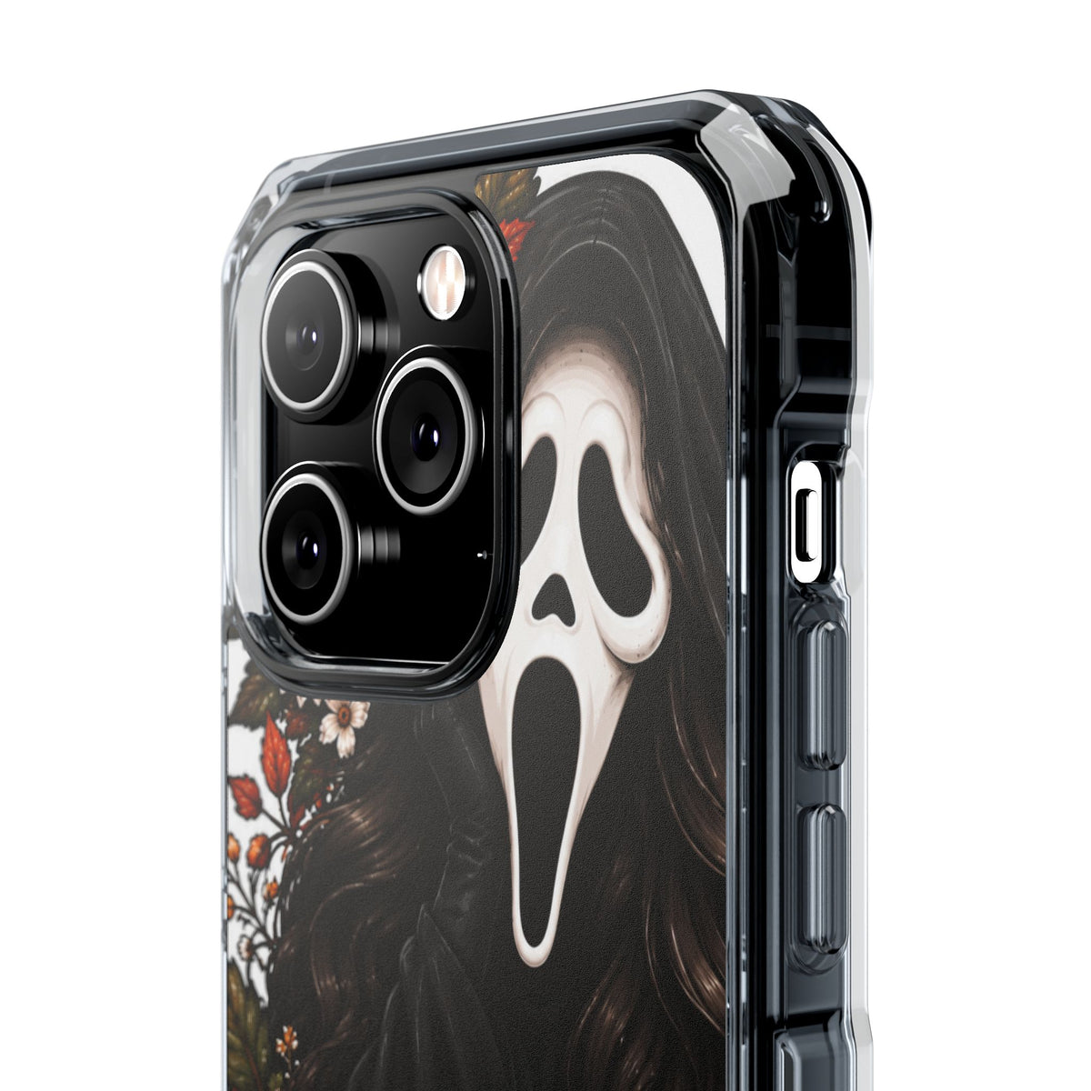 Clear Magnetic Phone Case — Autumn Scream Pumpkin & Sunflower Design