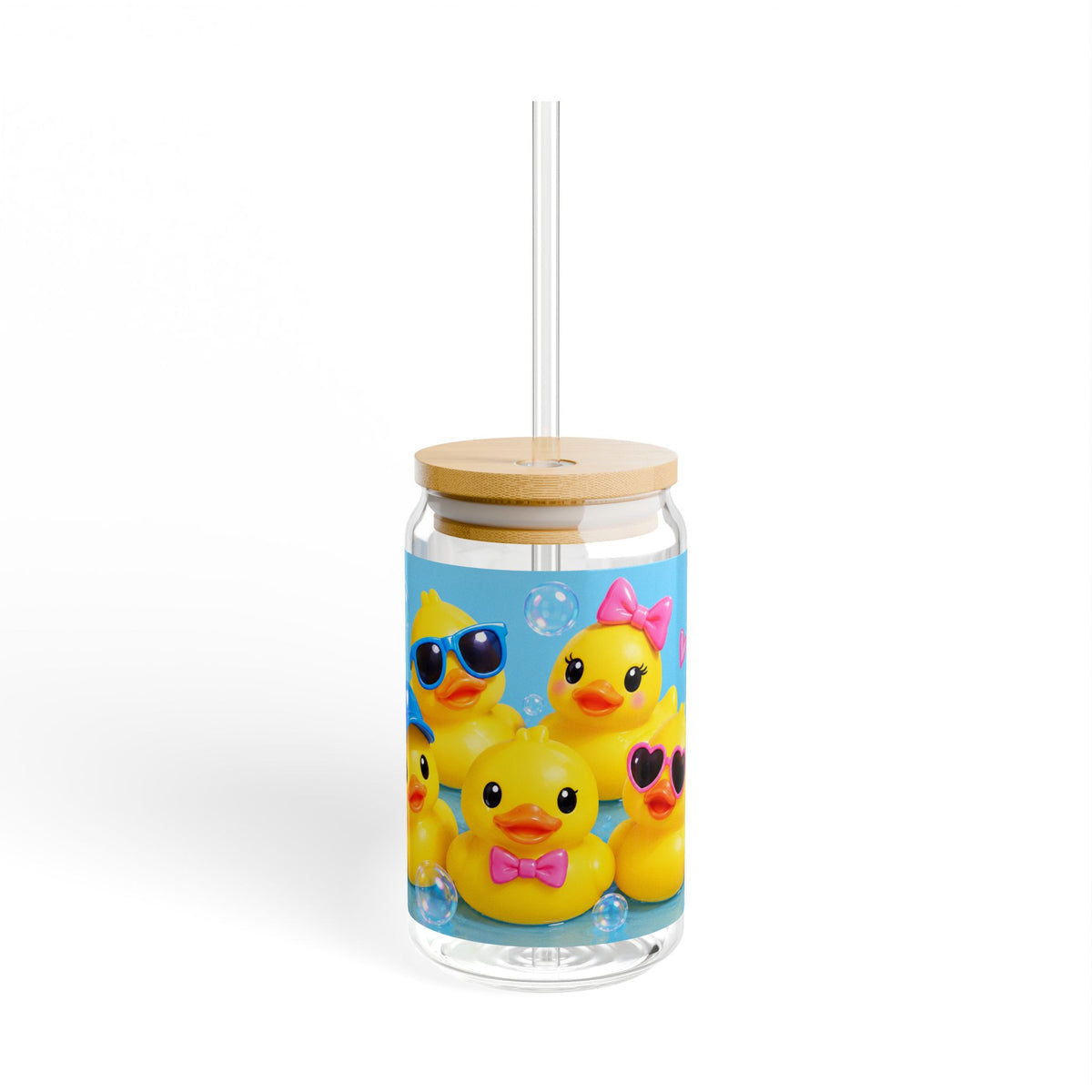 Thread Tumblrz 16oz Cute Rubber Duck Glass Sipper with Straw