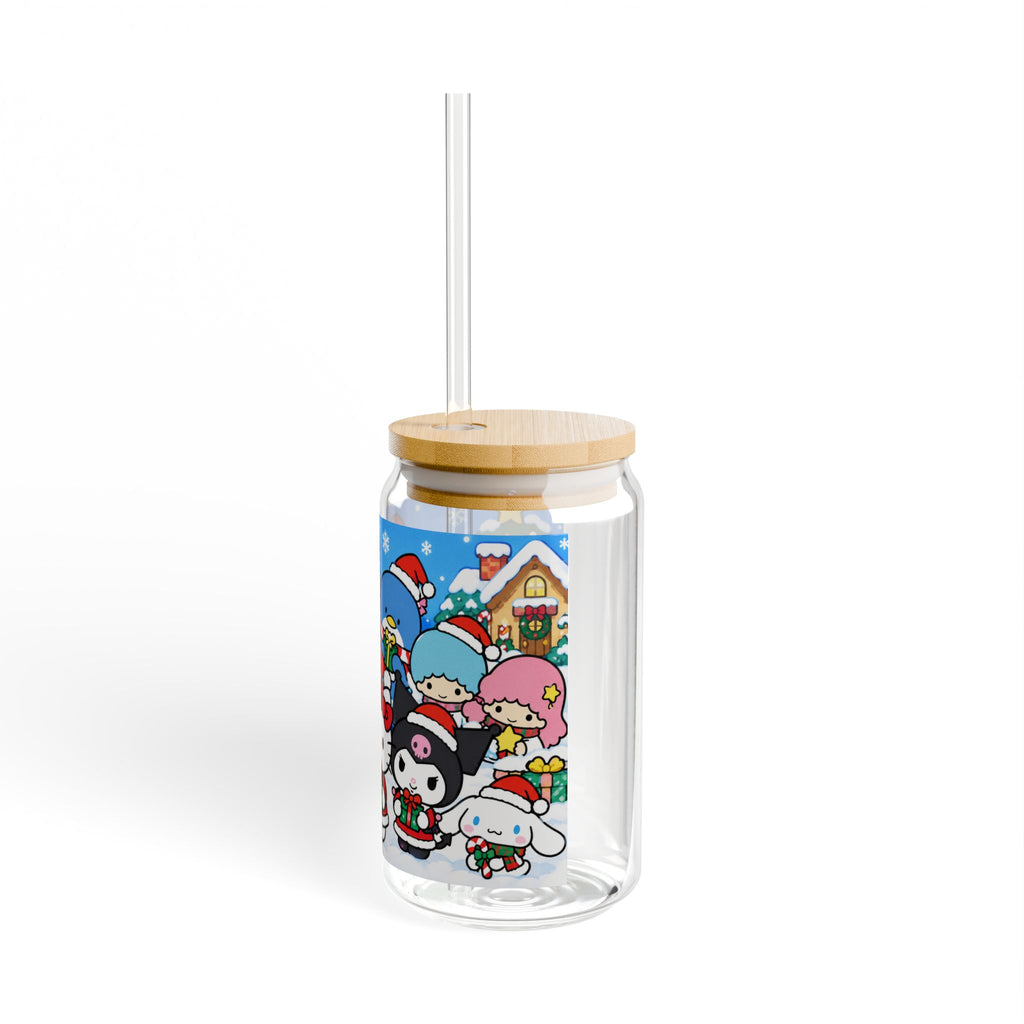 Thread Tumblrz 16oz Hello Kitty Christmas Holiday Glass Sipper with Straw