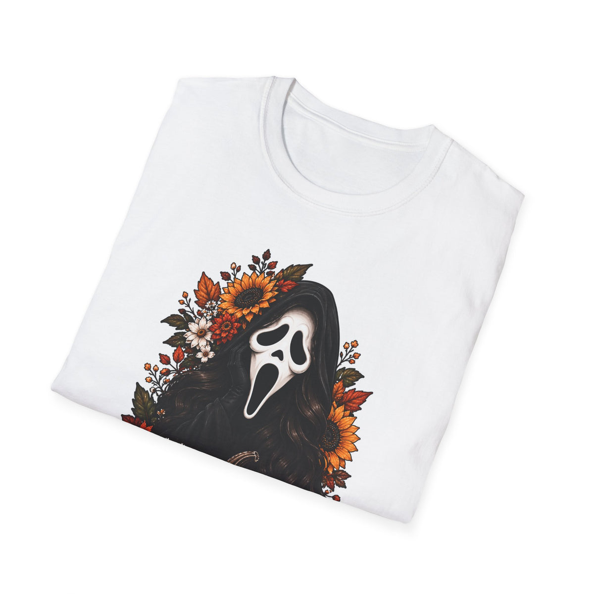 Thread Tumblrz Halloween Ghostface Pumpkin Spooky Floral Fall Graphic T-Shirt