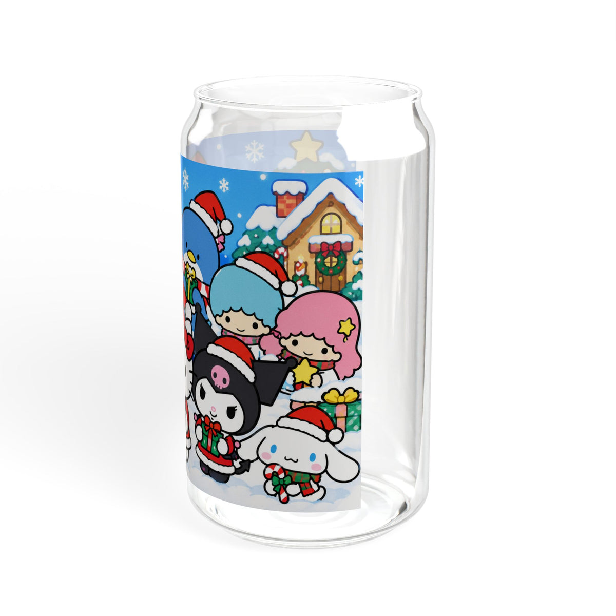 Thread Tumblrz 16oz Hello Kitty Christmas Holiday Glass Sipper with Straw