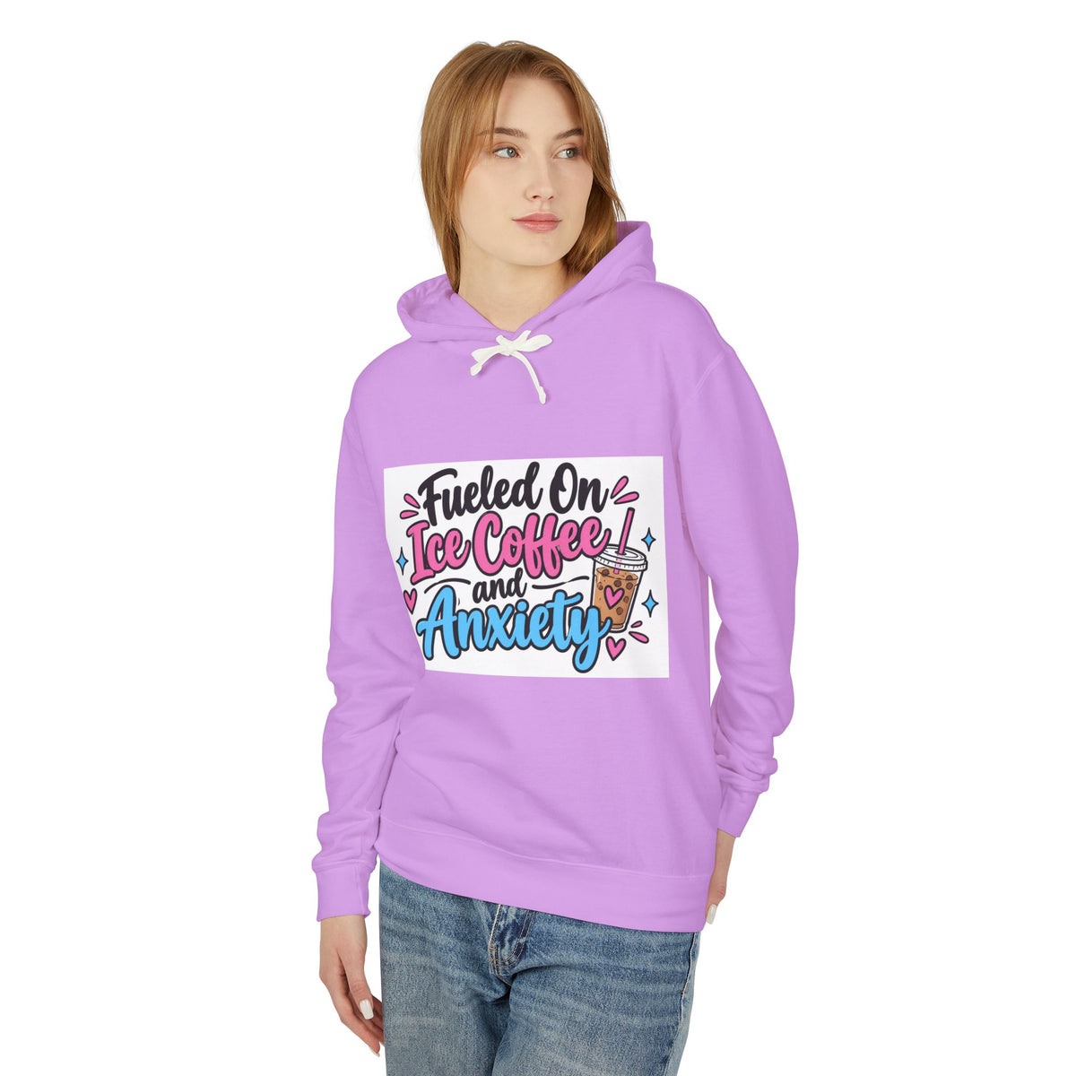Thread Tumblrz Women's Fueled on Iced Coffee and Anxiety Cute Pastel Pullover Hoodie