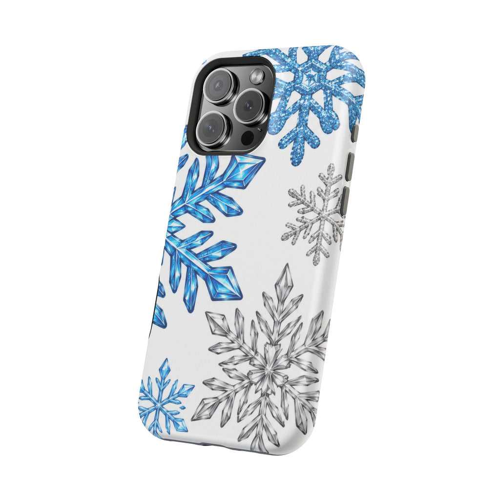 Snowflake Magnetic Impact Phone Case — Winter Blue Crystal Design