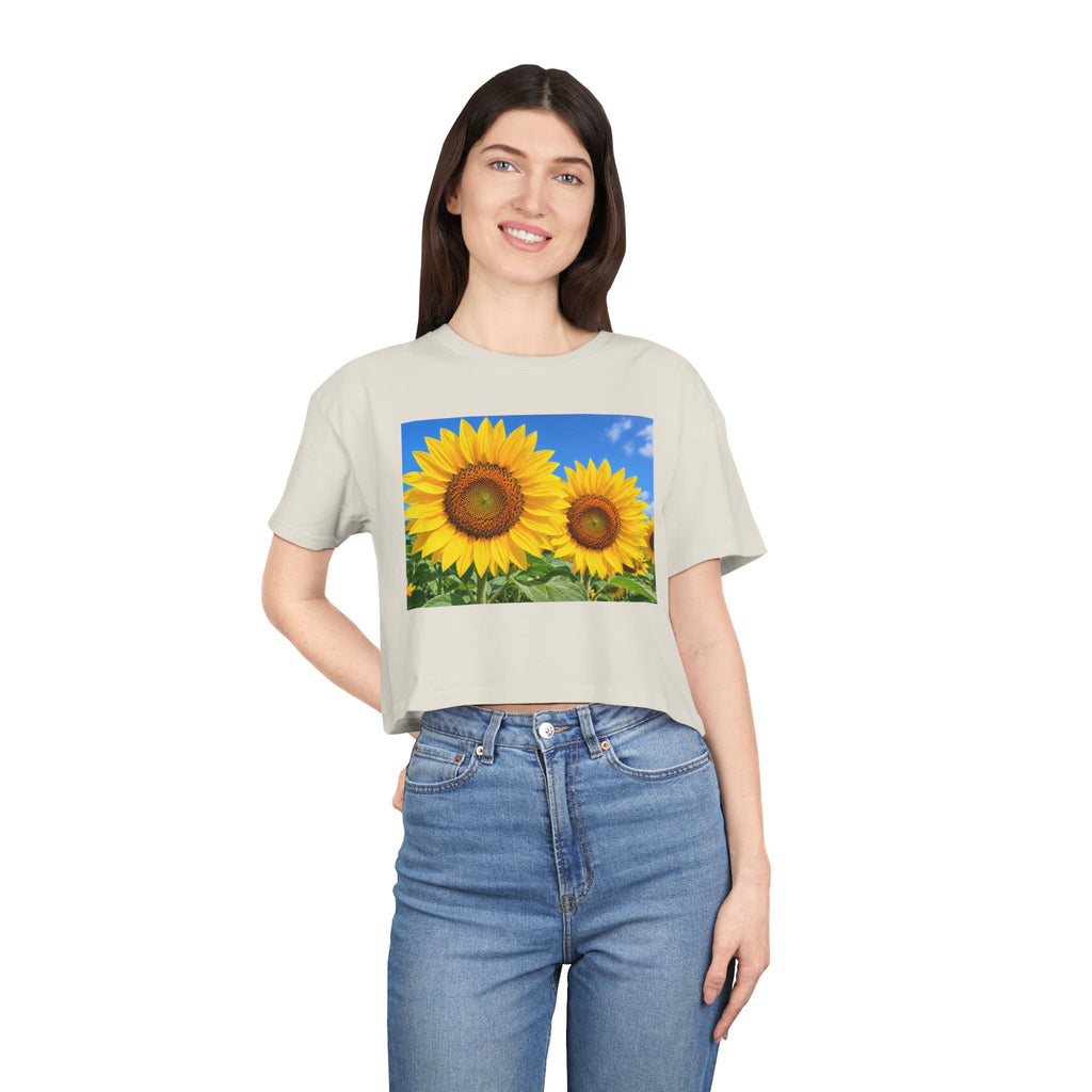 Thread Tumblrz Women's Sunflower Print Crop T-Shirt