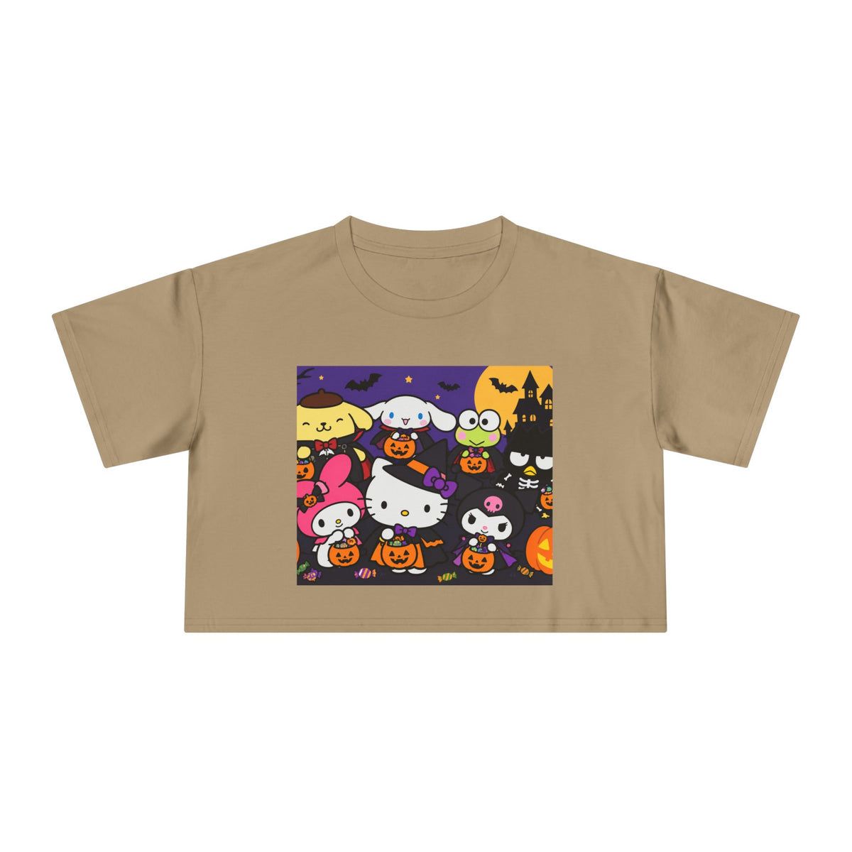 Thread Tumblrz Women's Hello Kitty Halloween Trick-or-Treat Graphic Crop T-Shirt