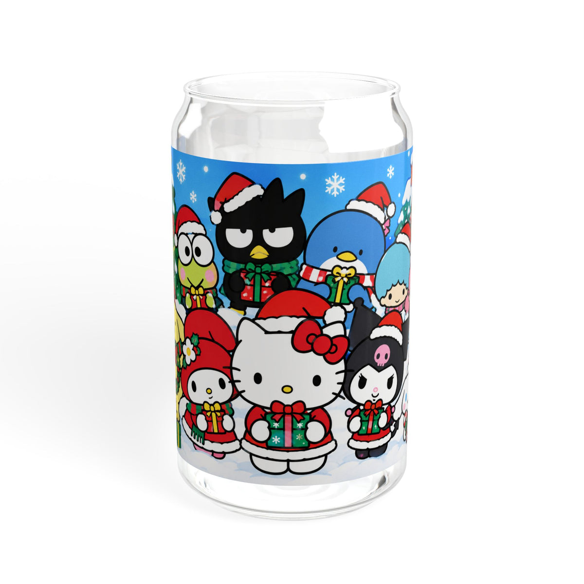 Thread Tumblrz 16oz Hello Kitty Christmas Holiday Glass Sipper with Straw