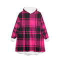 Thread Tumblrz Pink & Black Plaid Cozy Oversized Sherpa Hoodie Wearable Blanket
