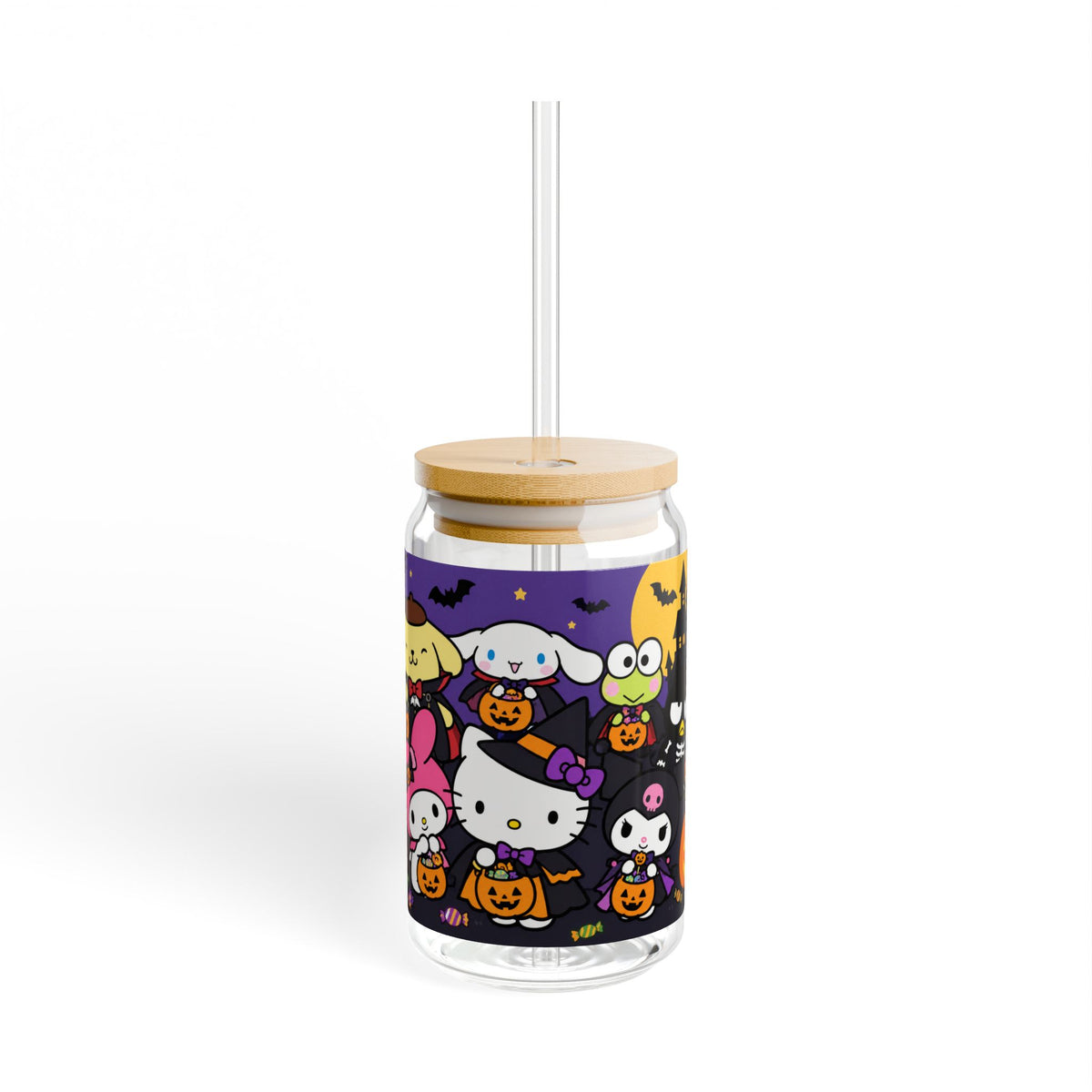 Thread Tumblrz 16oz Hello Kitty Halloween Trick-or-Treat Glass Sipper with Straw