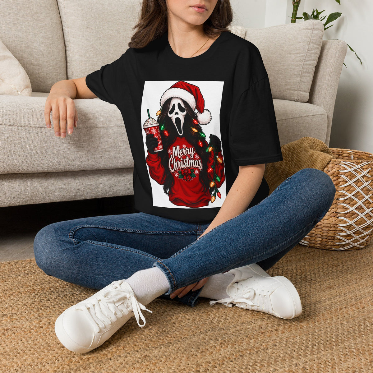 Thread Tumblrz Santa Ghostface Merry Christmas Holiday Horror Graphic T-Shirt