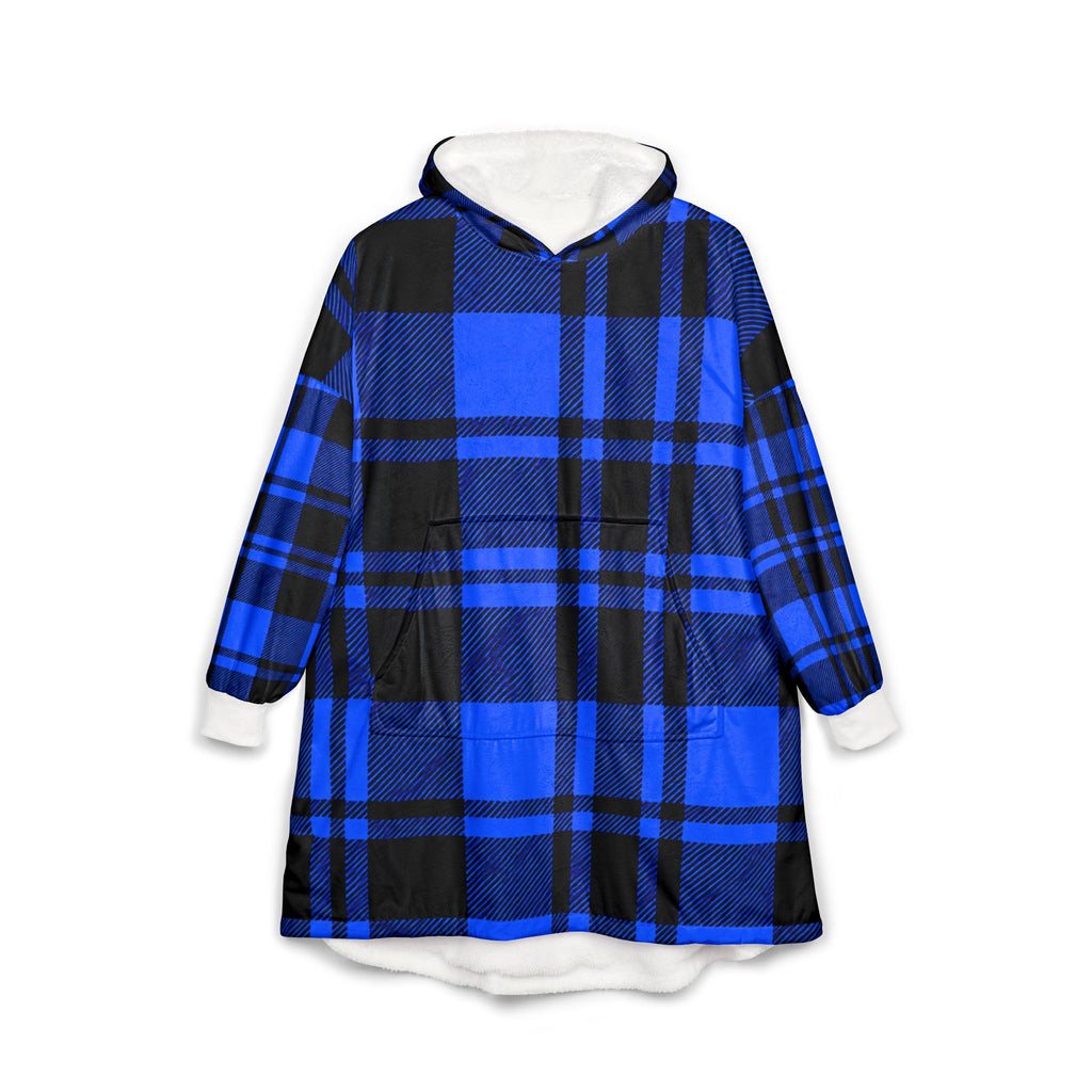 Thread Tumblrz Blue Buffalo Plaid Cozy Sherpa Wearable Hooded Blanket