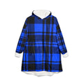 Thread Tumblrz Blue Buffalo Plaid Cozy Sherpa Wearable Hooded Blanket