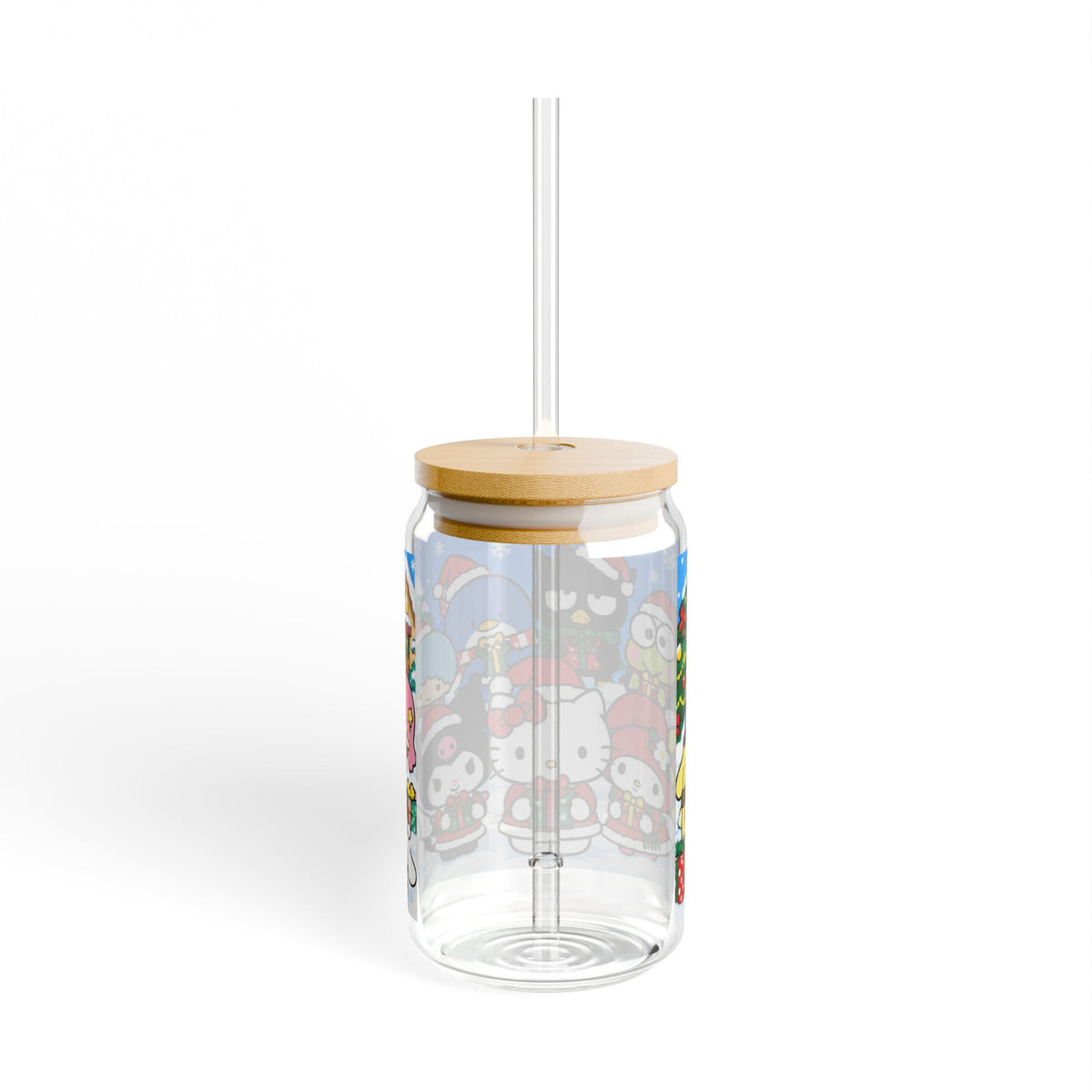 Thread Tumblrz 16oz Hello Kitty Christmas Holiday Glass Sipper with Straw